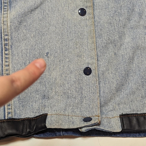 Vintage Patchwork Denim Jean Colour  Block Jacket Embroidered Daisy Woman L - Picture 7 of 10